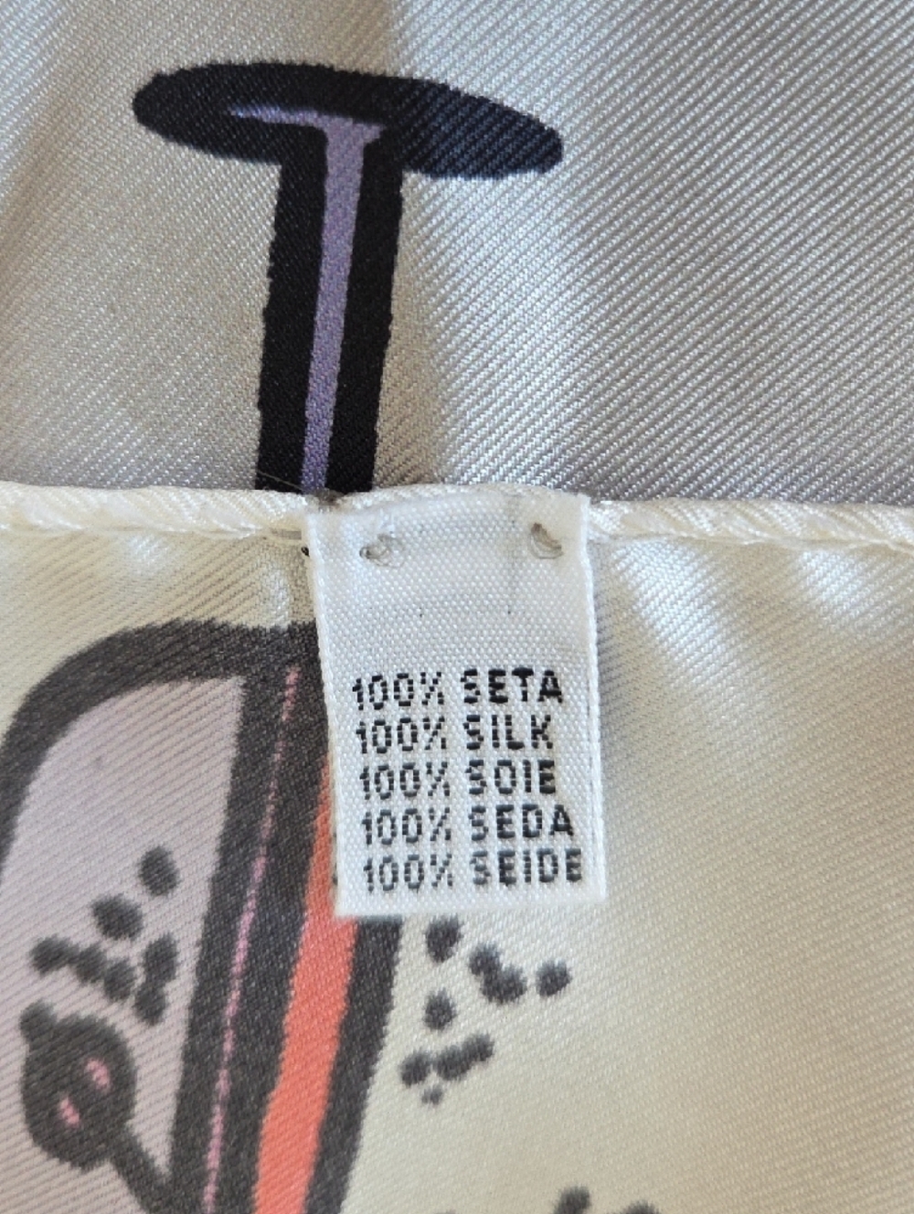 Women’s Cocktail Print Silk Scarf - White with Pink & Purple Accents - Picture 3 of 4